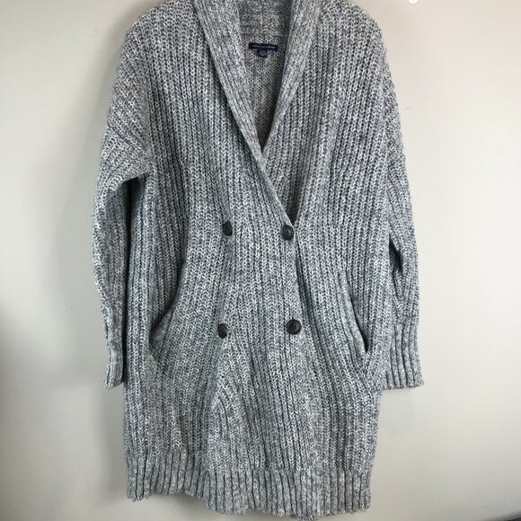 American Eagle Outfitters Sweaters - American Eagle Outfitters Women's Gray Double Breasted Cardigan Sweater Size L